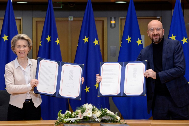 Brexit trade agreement is signed in Brussels