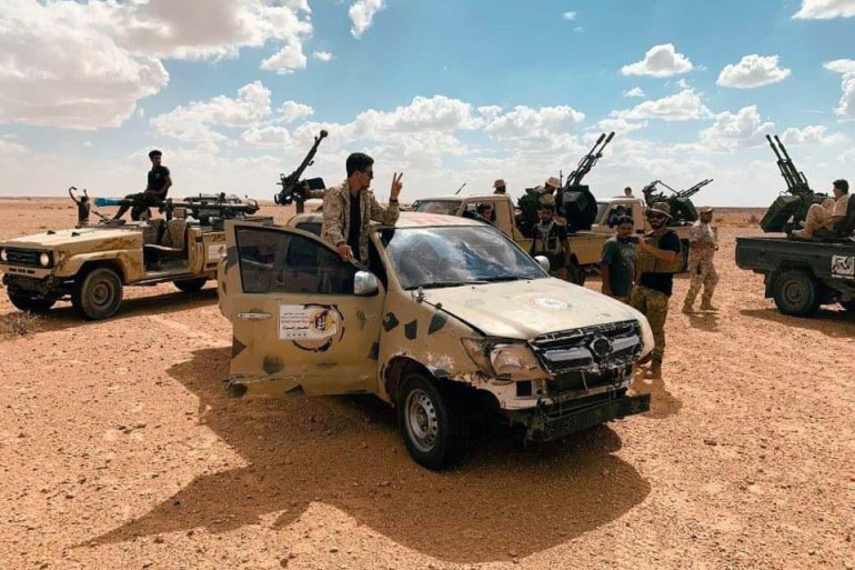 Troops patrol the area near Abu Qareen