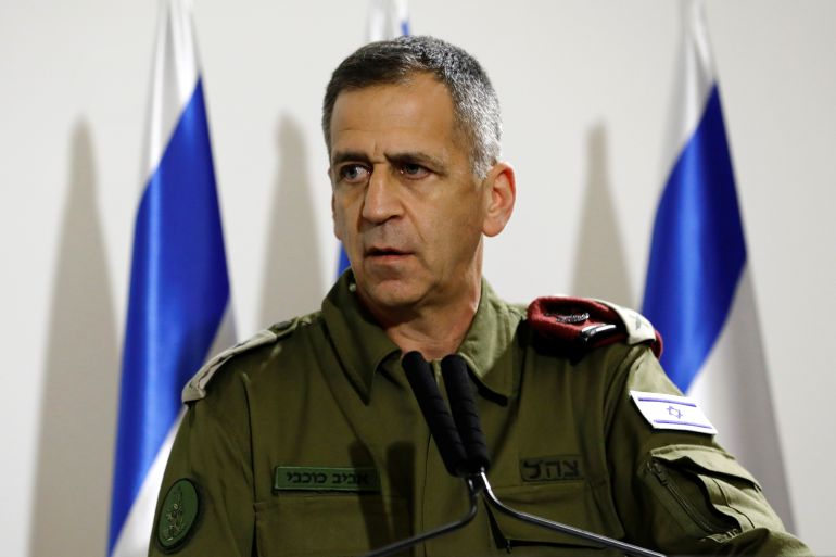 Israel's Chief of Staff Aviv Kochavi delivers a joint statement with Israel's Prime Minister Benjamin Netanyahu in Tel Aviv, Israel