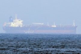 Mercer Street, an Israeli-managed oil tanker that was attacked is seen off Fujairah Port