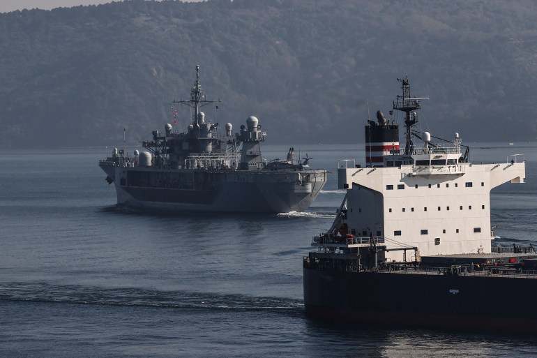 USS Mount Whitney of US Navy sail to Black Sea