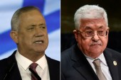 巴勒斯坦总统阿巴斯（右）和以色列国防部长本尼·甘茨（通讯社）