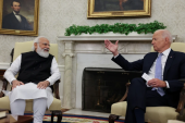 2021年9月24日，美国总统乔·拜登在华盛顿白宫椭圆形办公室会见印度总理纳伦德拉·莫迪 (路透社)
