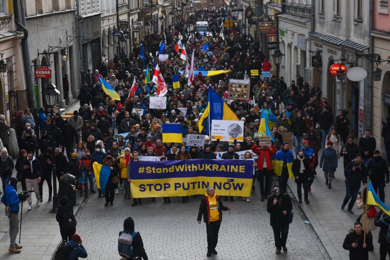 Protest in support of Ukraine in Poland