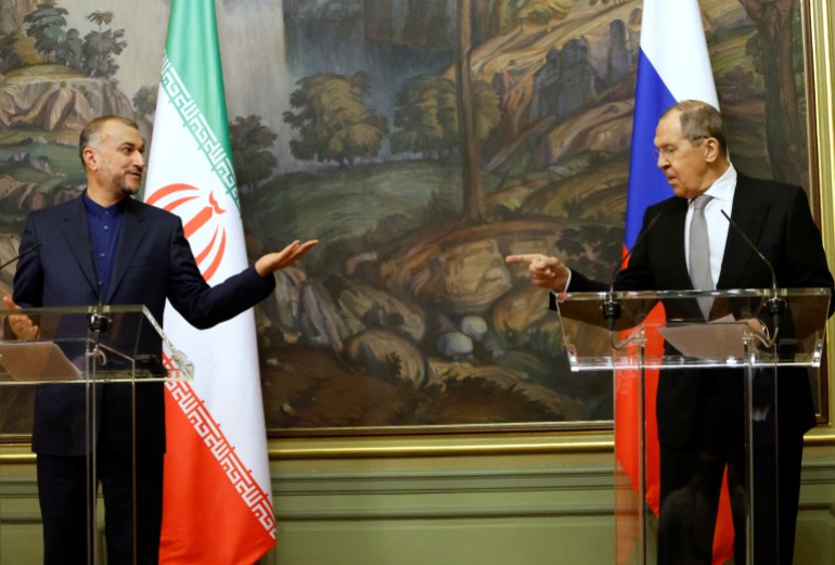 Russian Foreign Minister Sergei Lavrov meets with his Iranian counterpart Hossein Amir-Abdollahian in Moscow