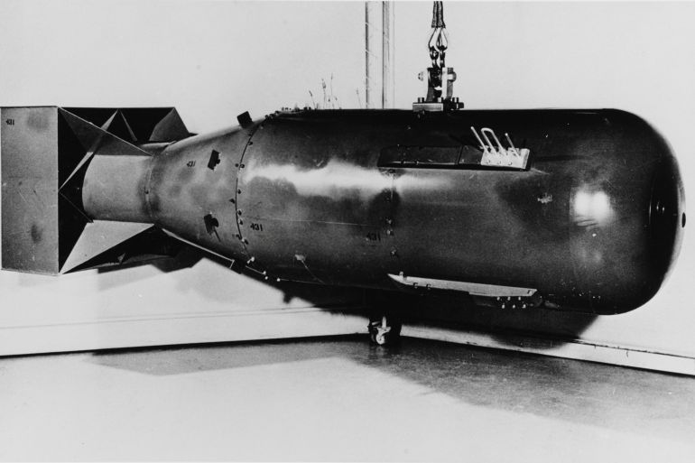 An atomic bomb of the "Little Boy" type, the kind which detonated over Hiroshima
