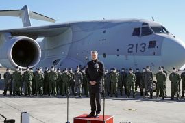 NATO Secretary General Jens Stoltenberg visits Japan Air Self-Defence Force's Iruma base in Sayama