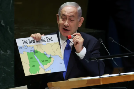 以色列总理内塔尼亚胡于 2023 年 9 月 22 日在纽约举行的联合国大会上致辞时表示，“以色列和沙特阿拉伯之间的和平将真正创造一个新的中东”（路透）