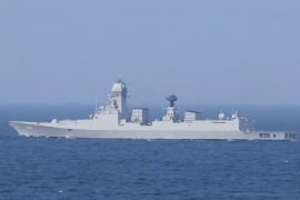 印度洋上的印度海军驱逐舰&ldquo;金奈&rdquo;号（社交网站）