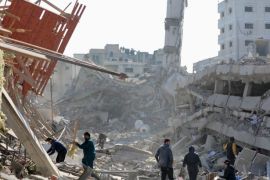 加沙遇袭后的废墟